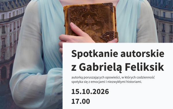 Plakat promujący spotkanie autorskie z Gabrielą Fliksik