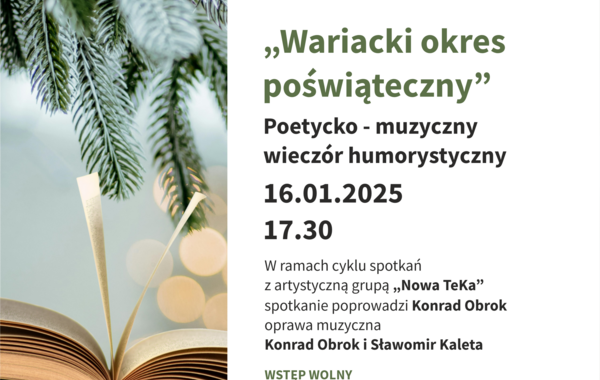 Plakat promujący poetycko-muzyczny wieczór humorystyczny