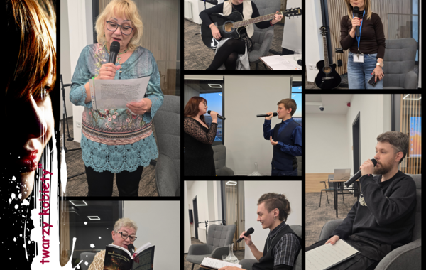 Kolaż ze zdjęć z wieczoru poezji "151 twarzy kobiety"