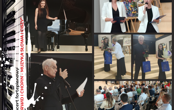 Kolaż ze zdjęć z koncertu fortepianowego