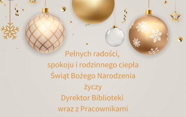 Kartka bożonarodzeniowa z bombkami w tonacji złotej