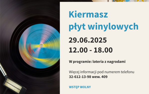 Plakat promujący Kiermasz płyt winylowych, 29.06.2025 roku