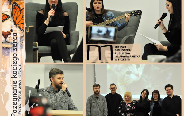 Kolaż ze zdjęć z wieczoru poezji Anny Czernik