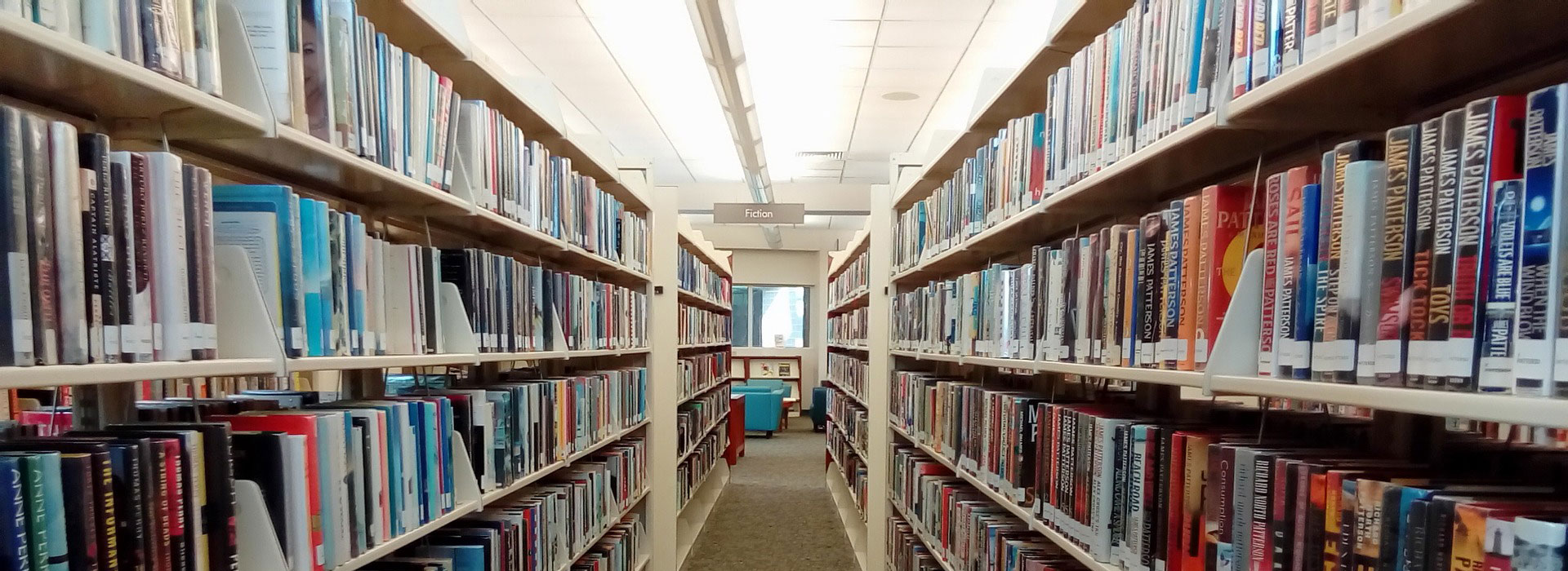 Biblioteka z regałami zapełnionymi książkami