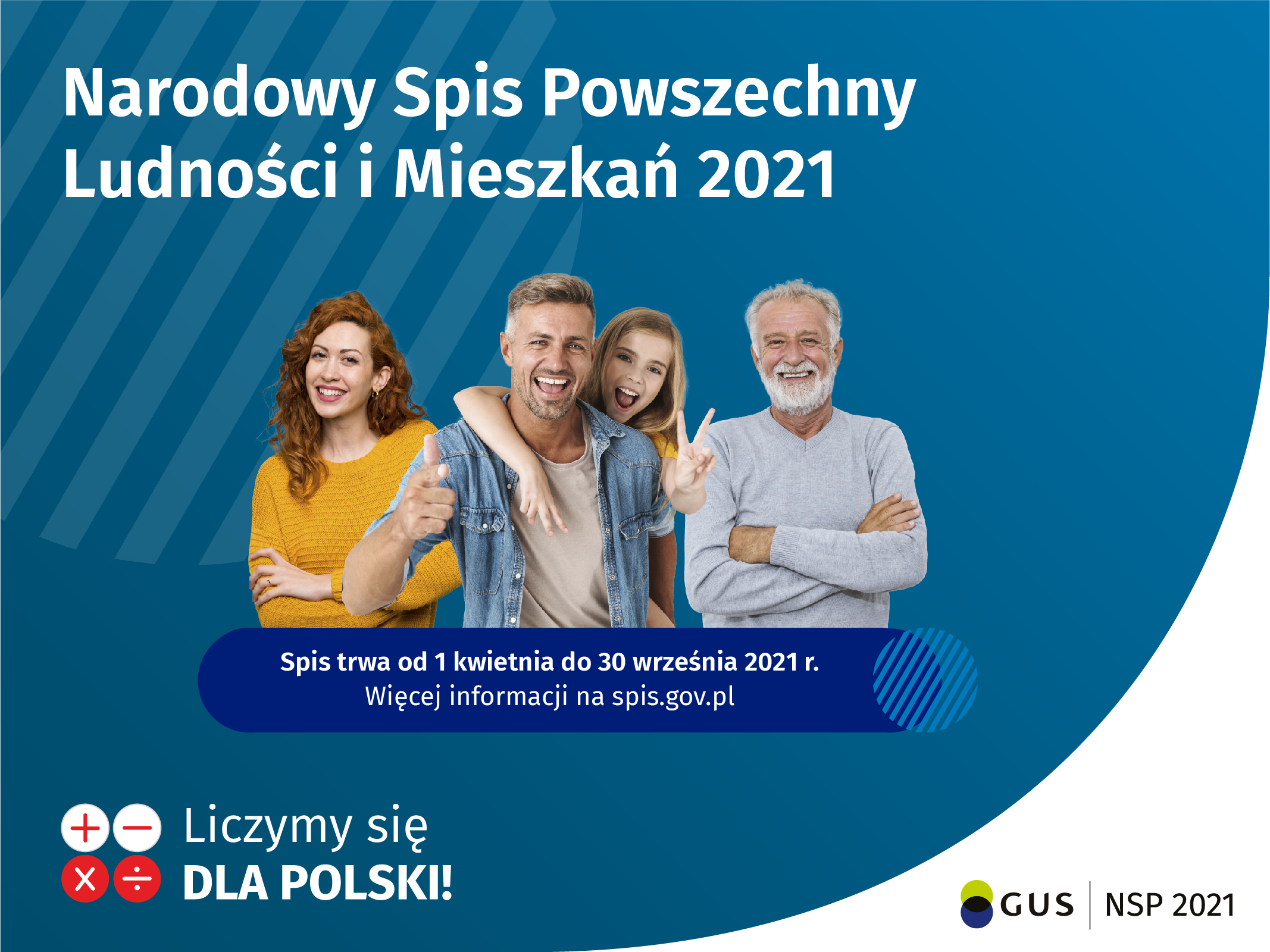 Logo promujące Narodowy Spis Ludności i Mieszkań 2021